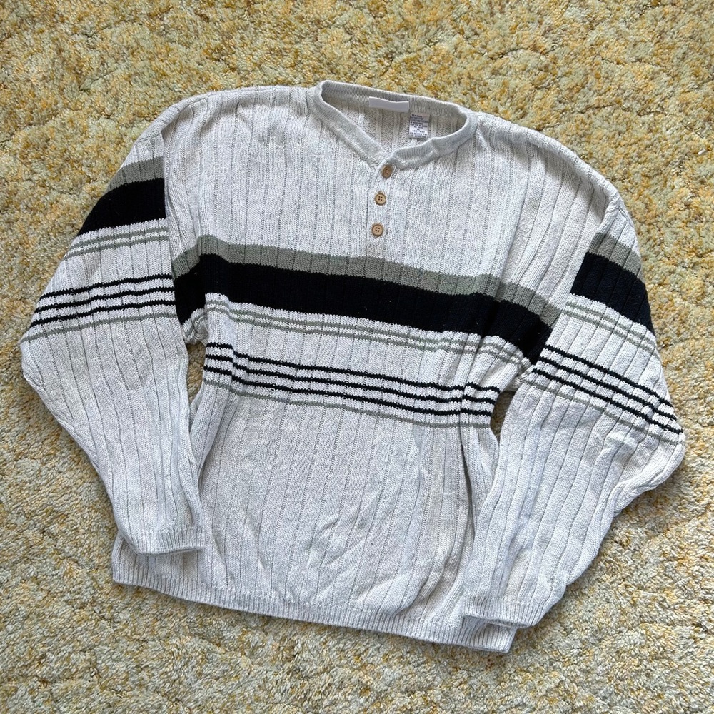 90s Striped Knit Dad Sweater